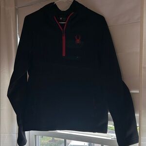 Spyder Men's Black Zip-Up Top with Red Details